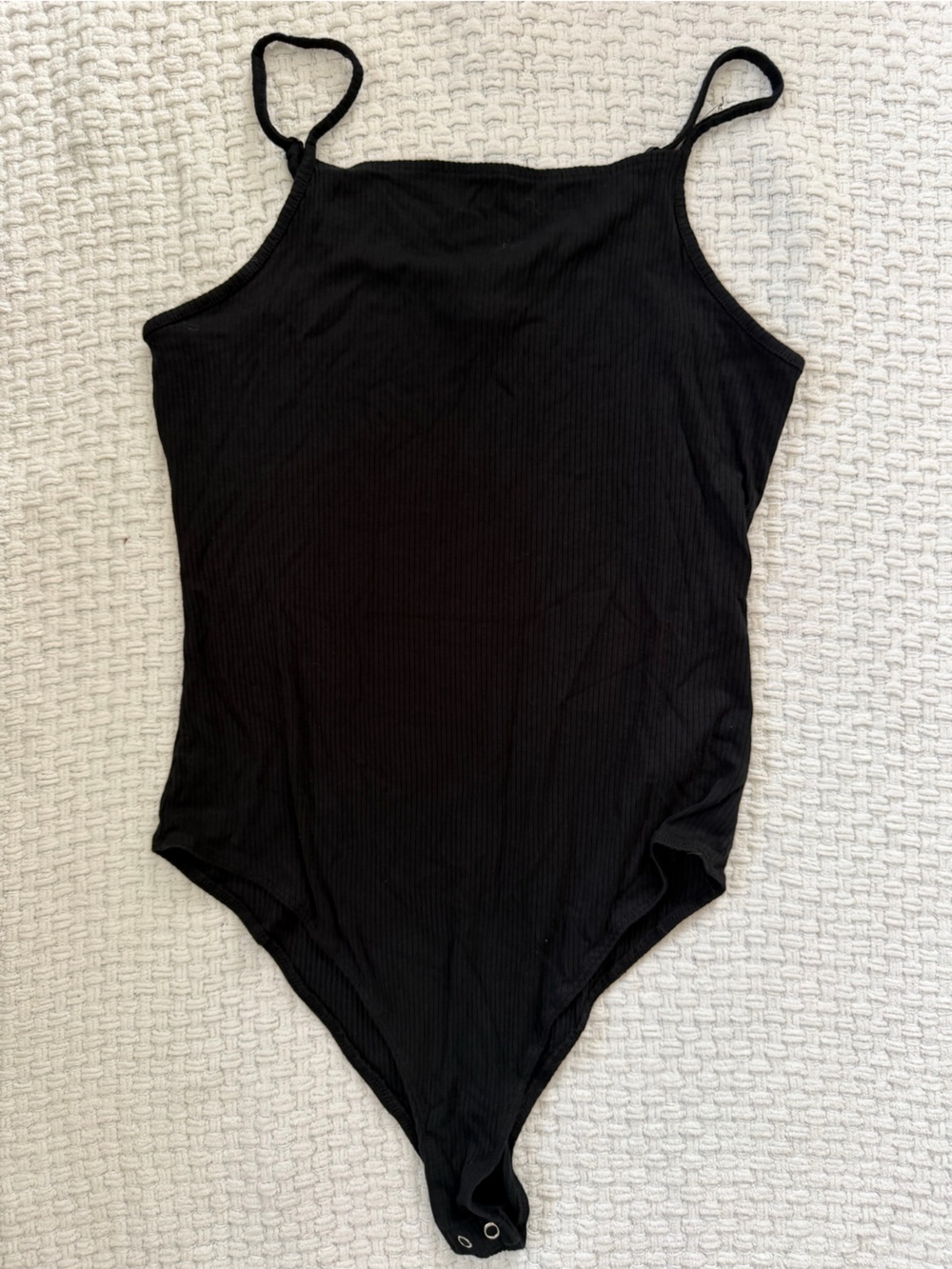 wild fable Black Ribbed Square-Neck Bodysuit